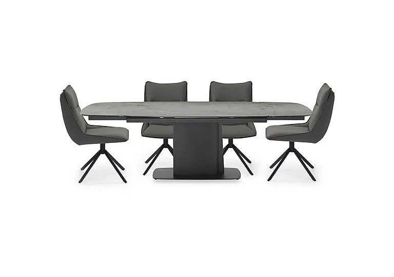 Catalina Large Extending Dining Table and 4 Swivel Chairs - Dark Grey