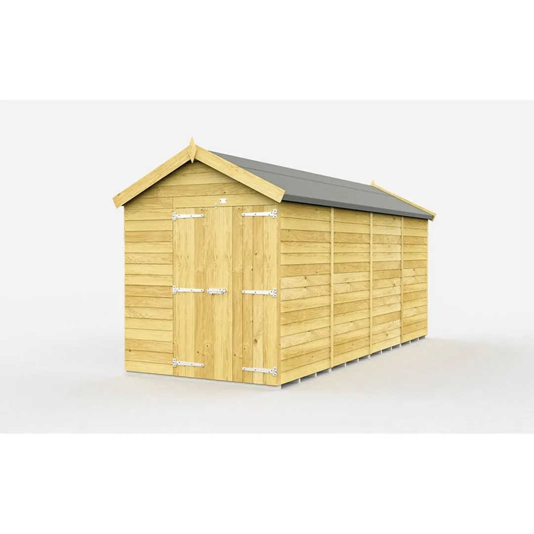 Buttercup Farm 6 x 16 Feet Apex Shed - Double Door W/O Window - L472 x W175 x H217 cm in Brown