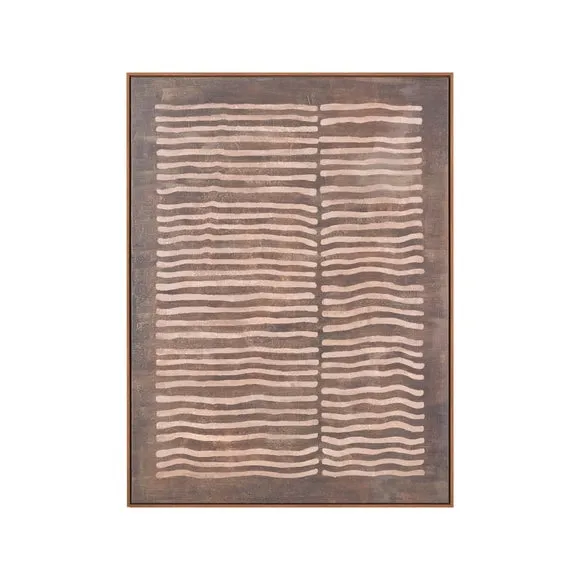 Brown & Natural Linear Design Framed Canvas 5