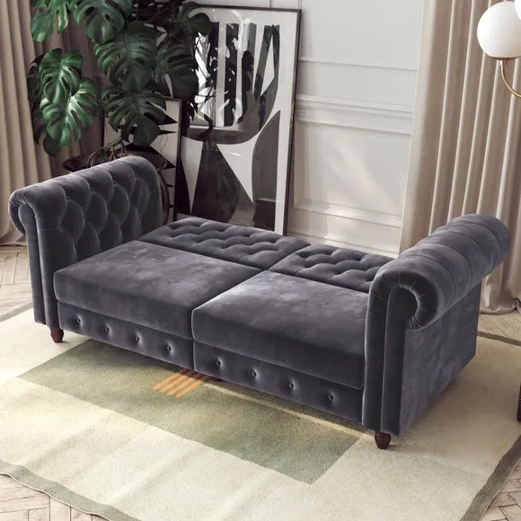 Felix Velvet Chesterfield Double Sofa Bed 2