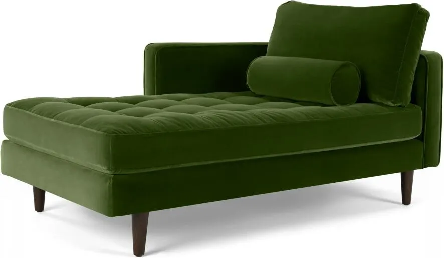 Scott Left Hand Facing Chaise Longue, Grass Cotton Velvet