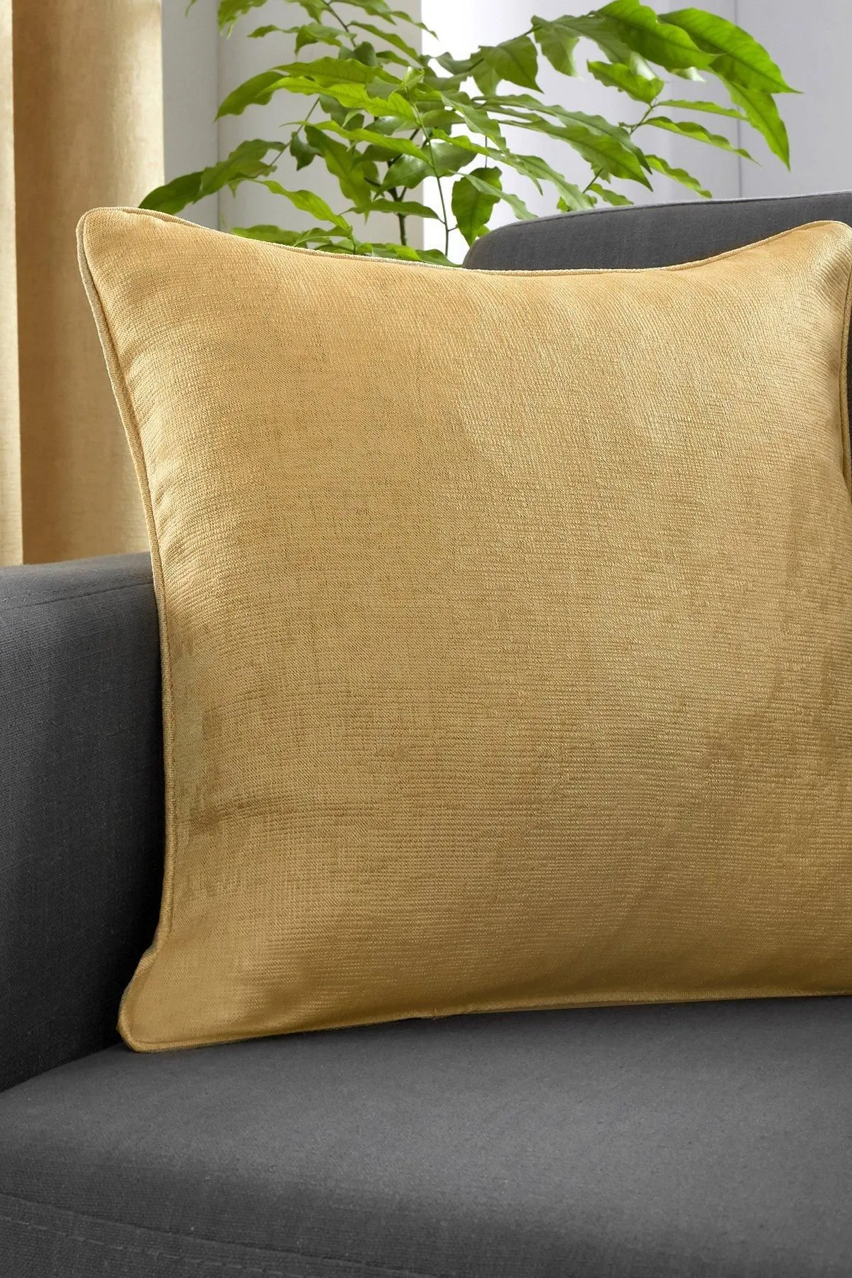 Fusion 'Strata' Luxe Velvet Filled Cushion in Yellow 1