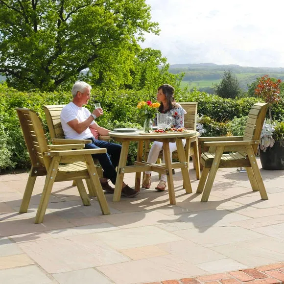 Freya 4 Seater Round Wooden Garden Dining Set 2