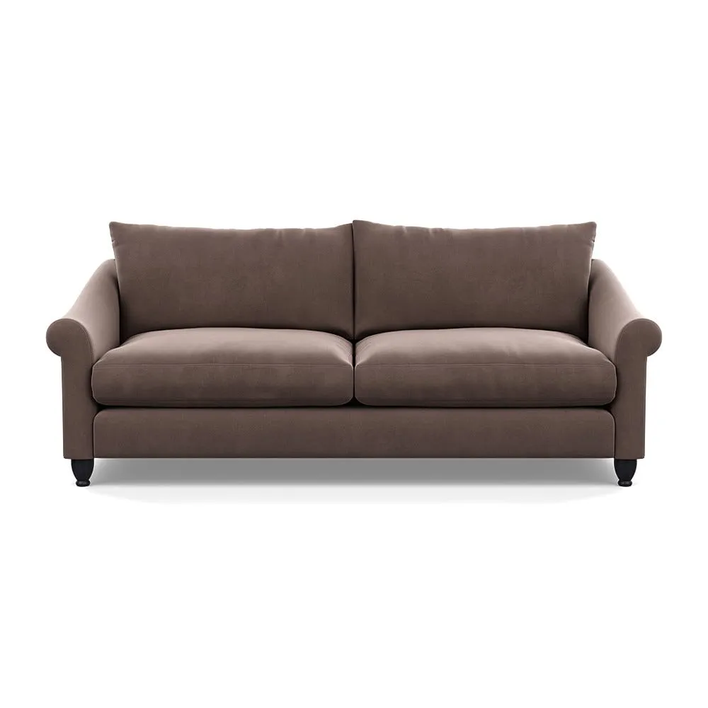 Heal's Devon 4 Seater Smart Velvet Mouse Black Stain Beech Feet