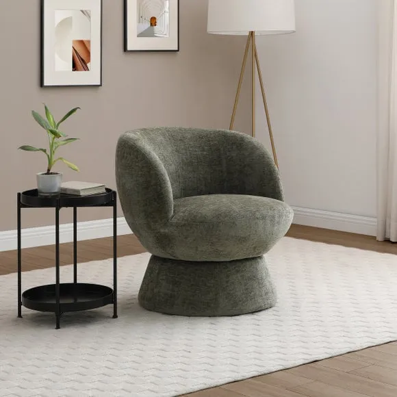 Tulip Chenille Curved Swivel Accent Chair 1