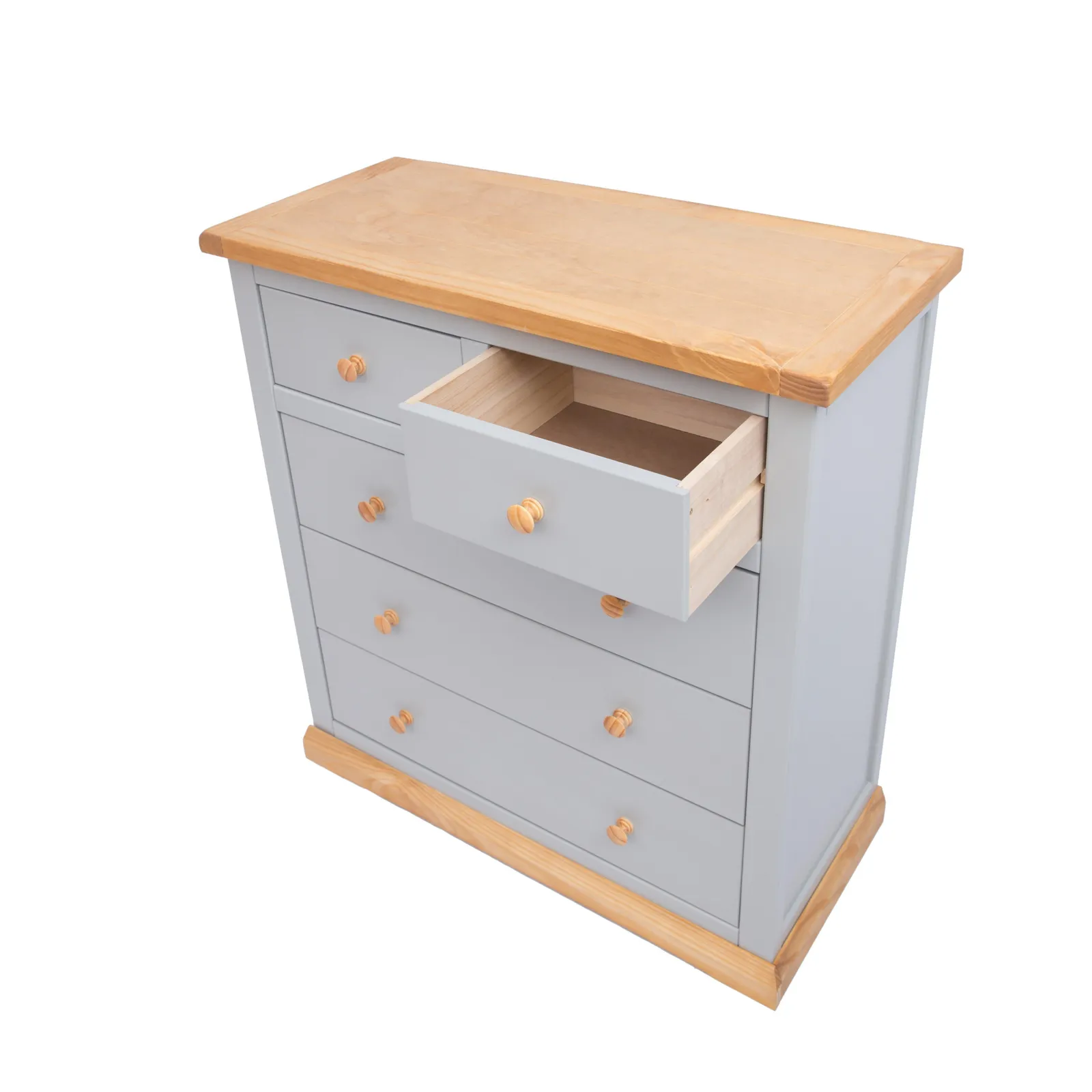 Cabinet Bits Bomporto 5 Drawer Chest of Drawers Wood Knob in Light Grey 4