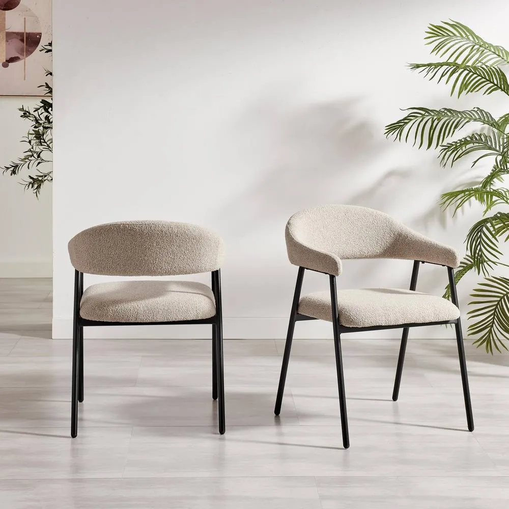 FurnitureboxUK 2x Delos Beige Fabric Dining Chairs 3