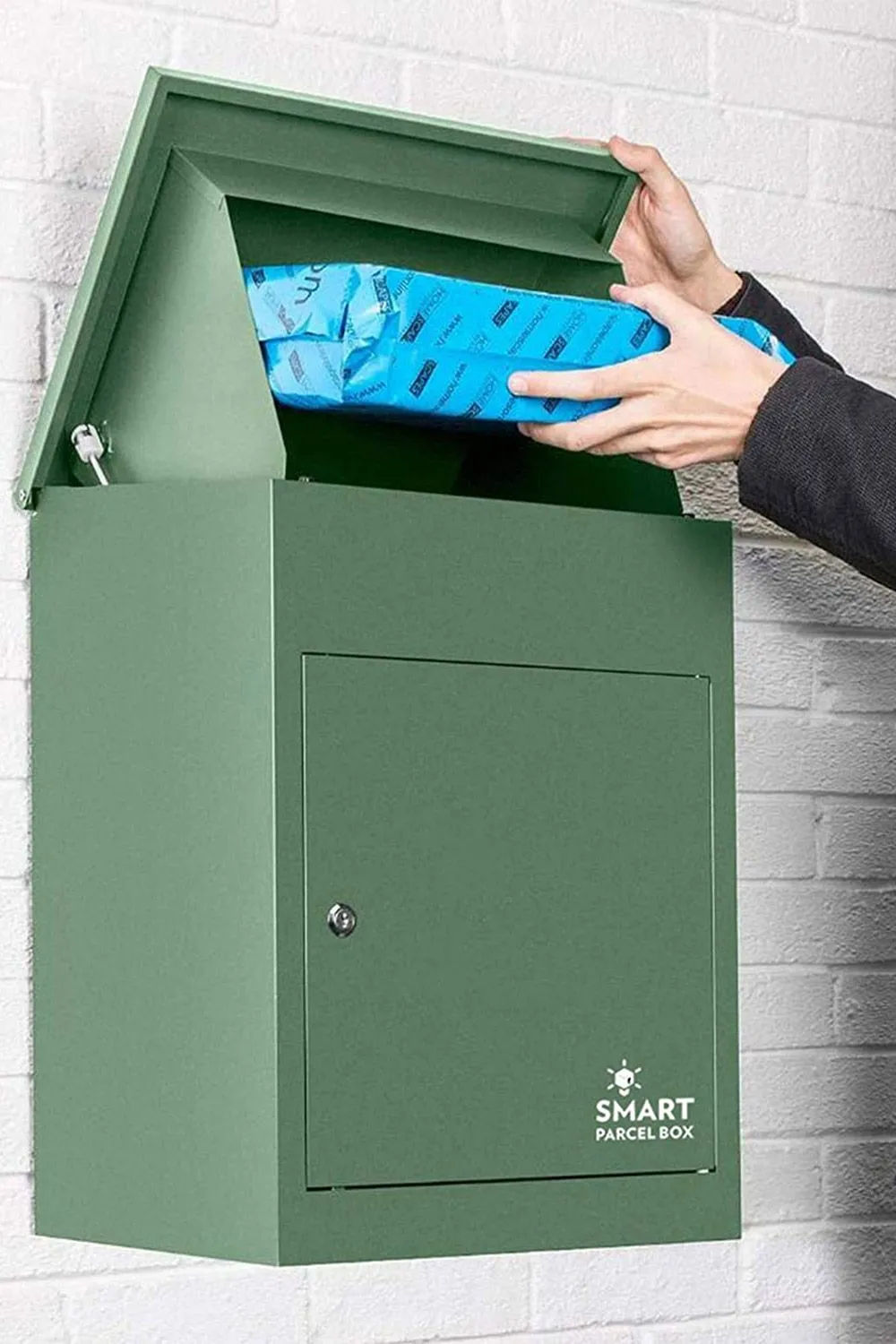 Homescapes Smart Parcel Box® Medium Front Access Secure Delivery Box in Green 1