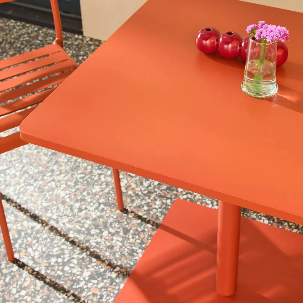 sweeek Square steel bistro garden table + 2 chairs in Terracotta 6