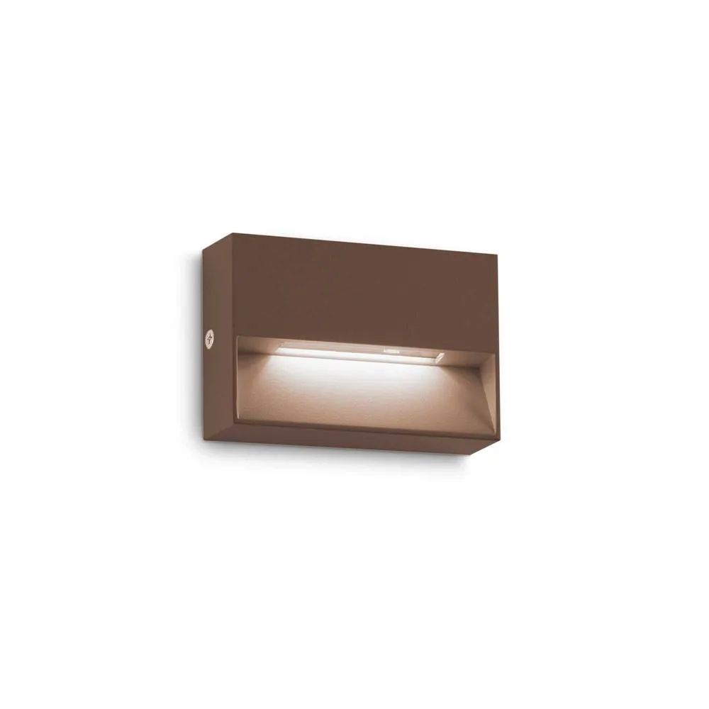 Netlighting Dedra Outdoor Rectangle Flush Wall Lamp Coffee 160Lm 3000K IP65 in Brown