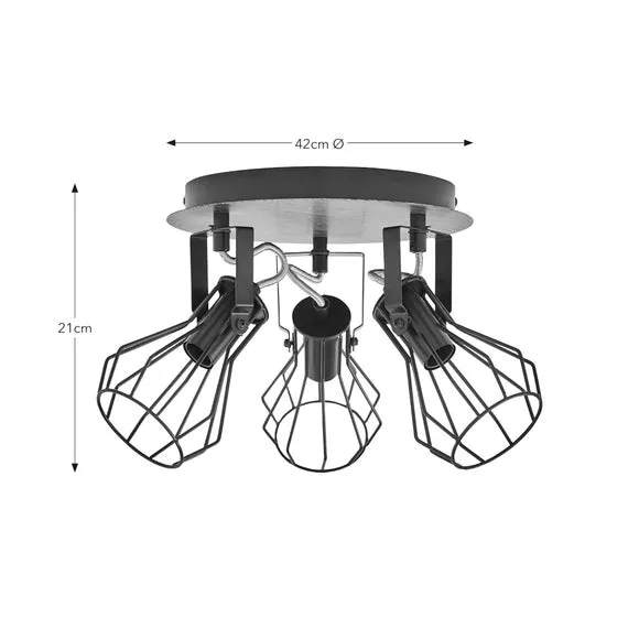 Fulton Industrial 3 Light Semi Flush Spotlight 6