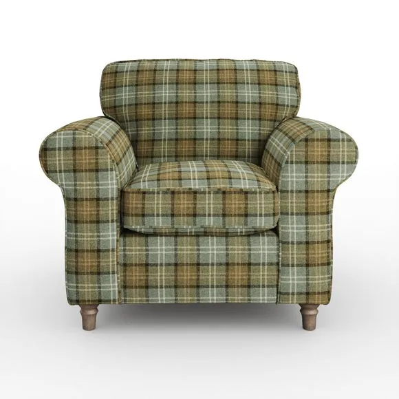 Flori Woven Check Fabric Orkney Armchair 6