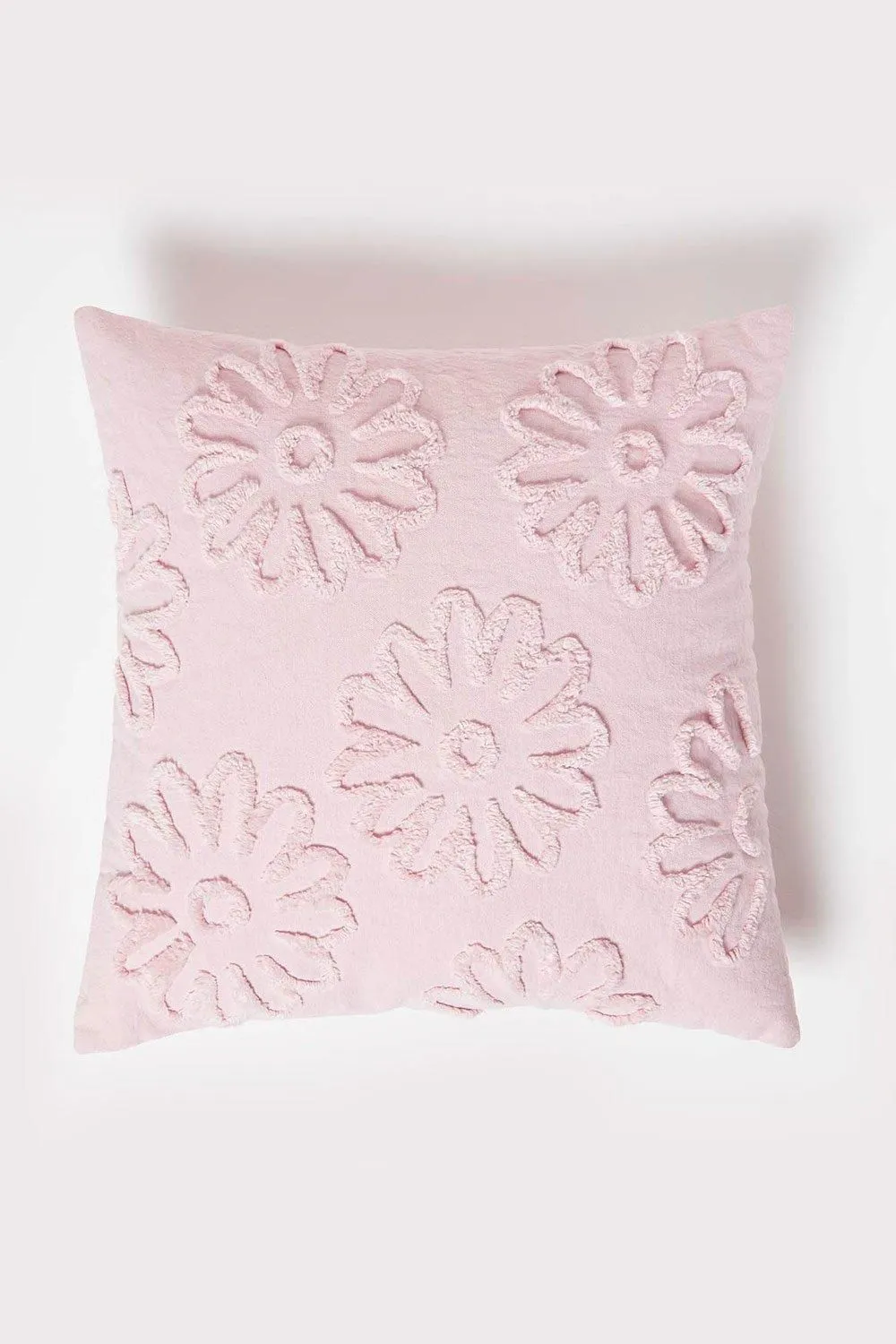 Homescapes Floral Daisy Tufted Cotton Cushion in Lilac 1