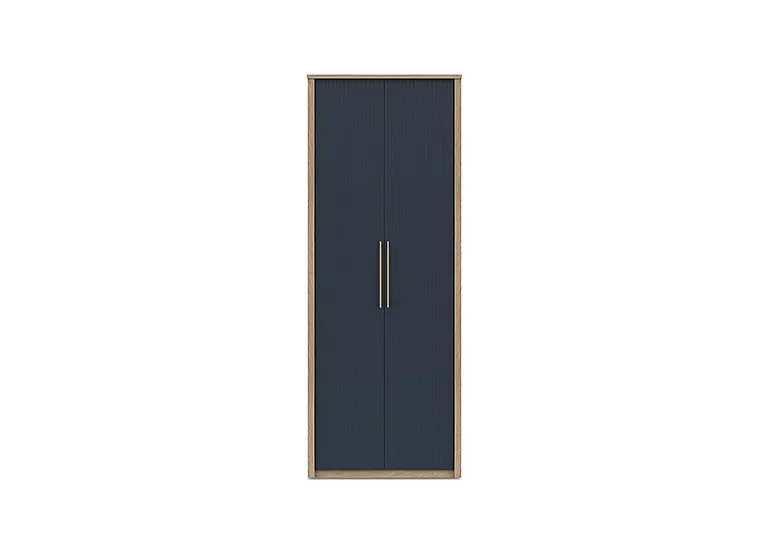Chelsea 2 Door Tall Wardrobe with Gold Handles - Royal Blue