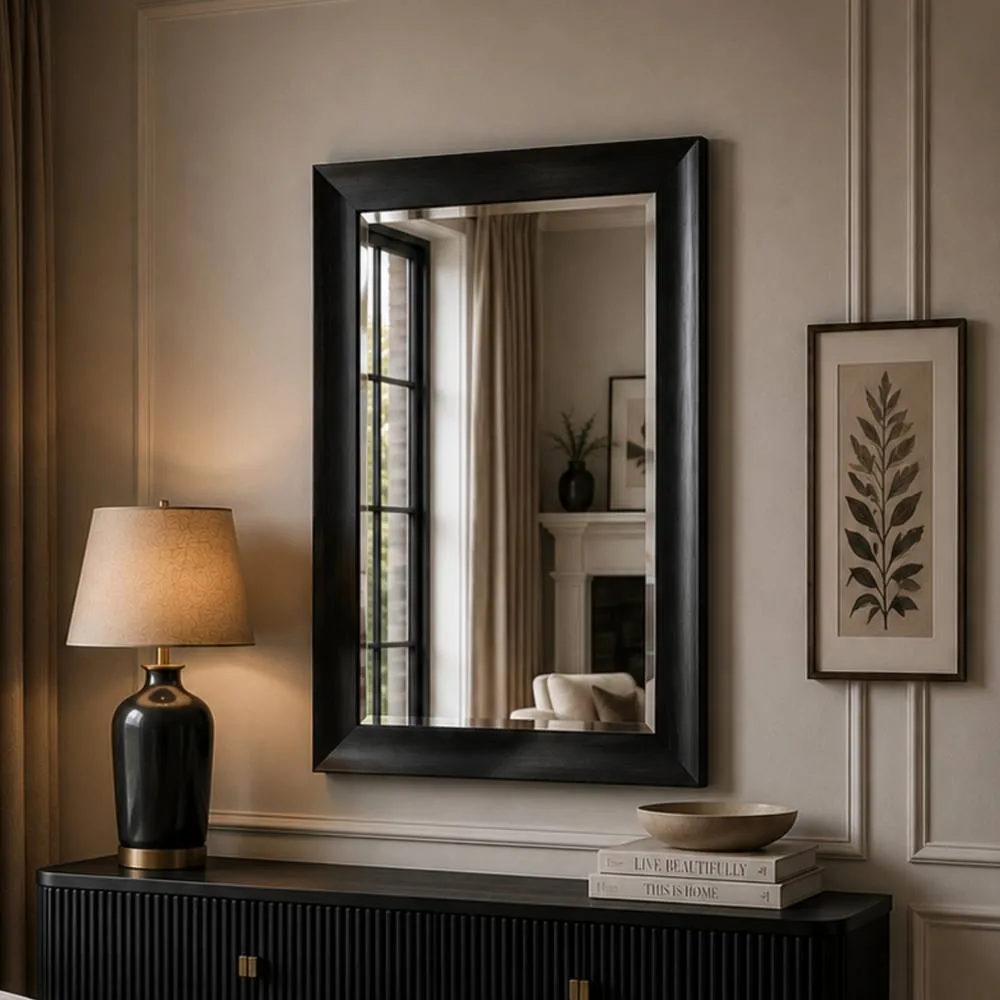 Yearn Mirrors Charcoal Grey Scooped Framed Mirror 76x61cm 4
