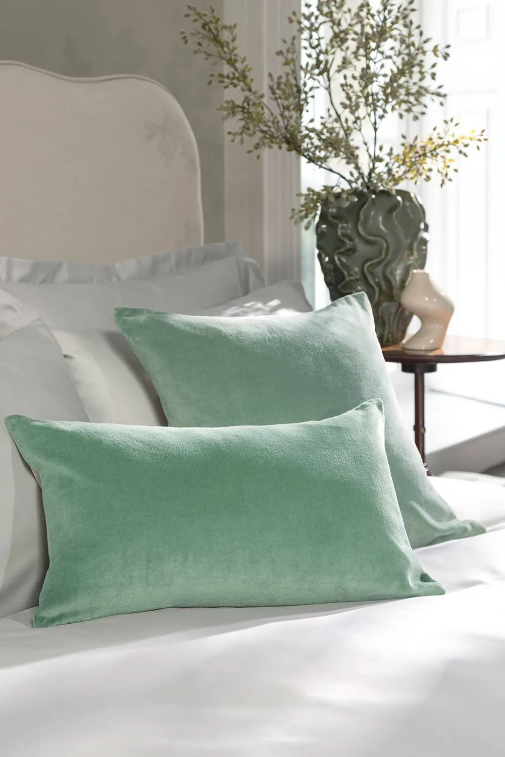 CHRISTY Luxury Filled Velvet 'Jaipur' Rectangle Cushions in Jade 2