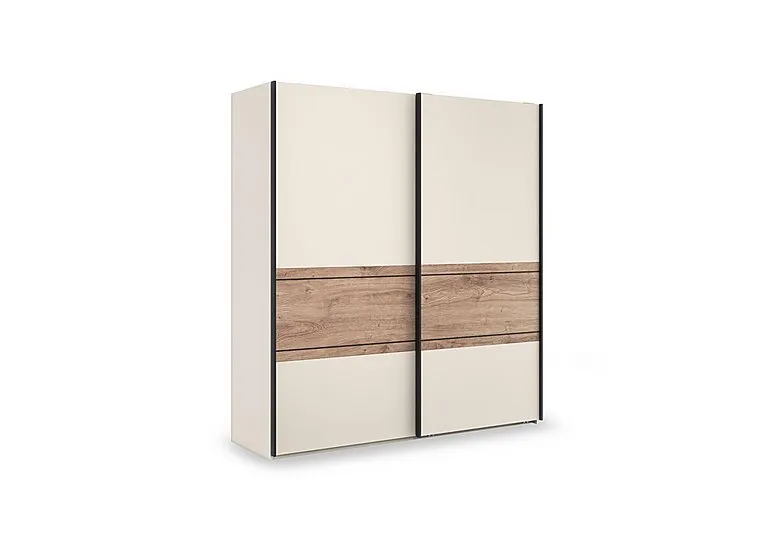 Tullio 200cm 2 Door Sliding Wardrobe with Nordic Oak Accent
