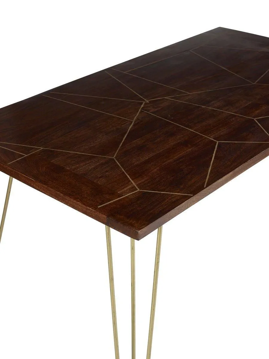 IH Design Rectangular 6 Seater Dining Table Deiondre Dark Mango in Brown 3