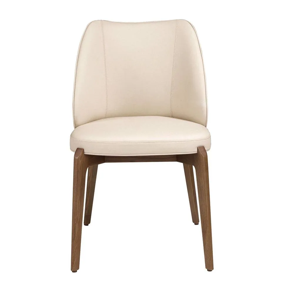Angel Cerda Cream Leatherette Dining Chair with Walnut Veneer 2