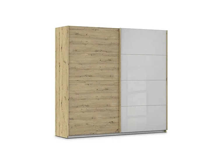 Freja 226cm 2 Door Sliding Decor Wardrobe With Glass Door