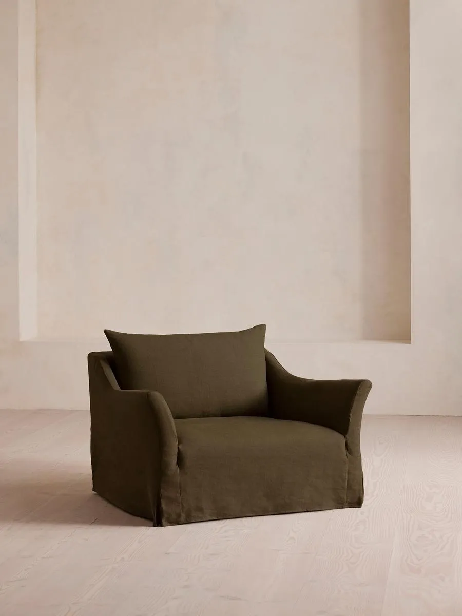 Roma Loveseat, Linen, Olive