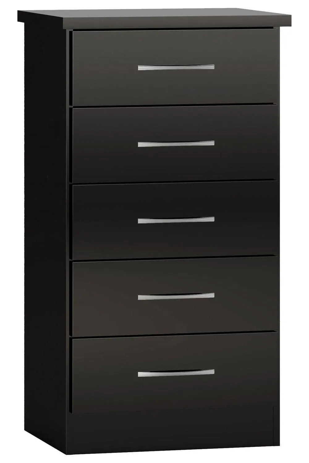 Seconique Nevada 5 Drawer Narrow Chest in Jet Black