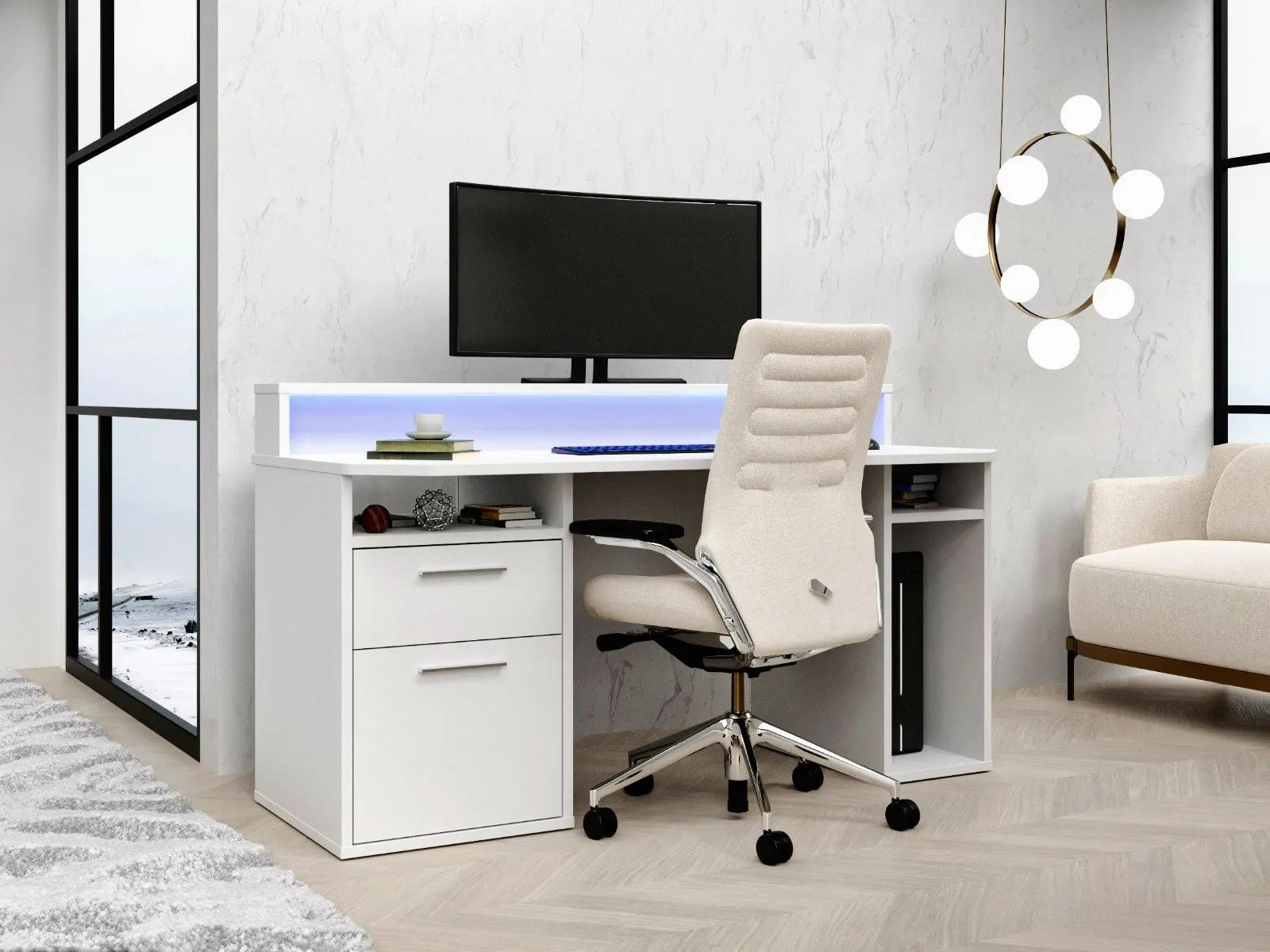 Flair Power Z Gaming Desk in White
