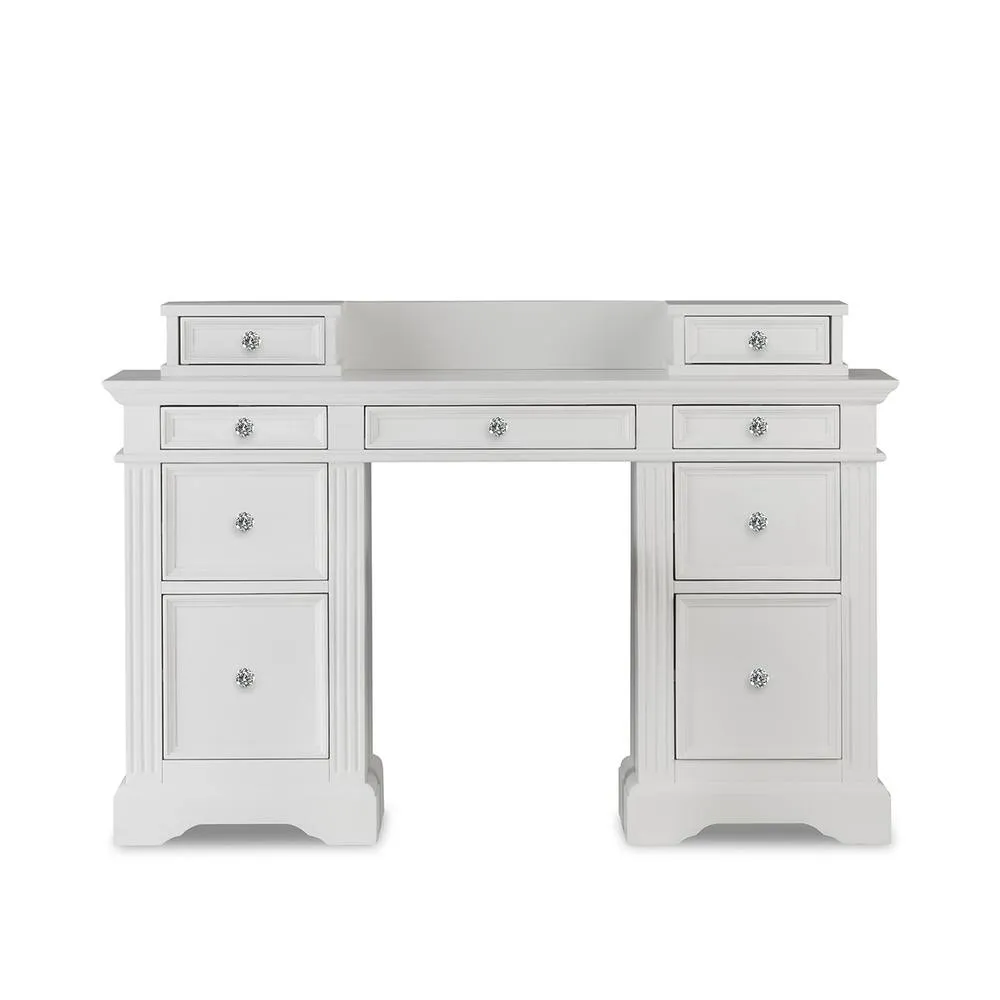 Statement Furniture Gainsborough Dressing Table with Extension Drawers & Crystal Handles in White 3