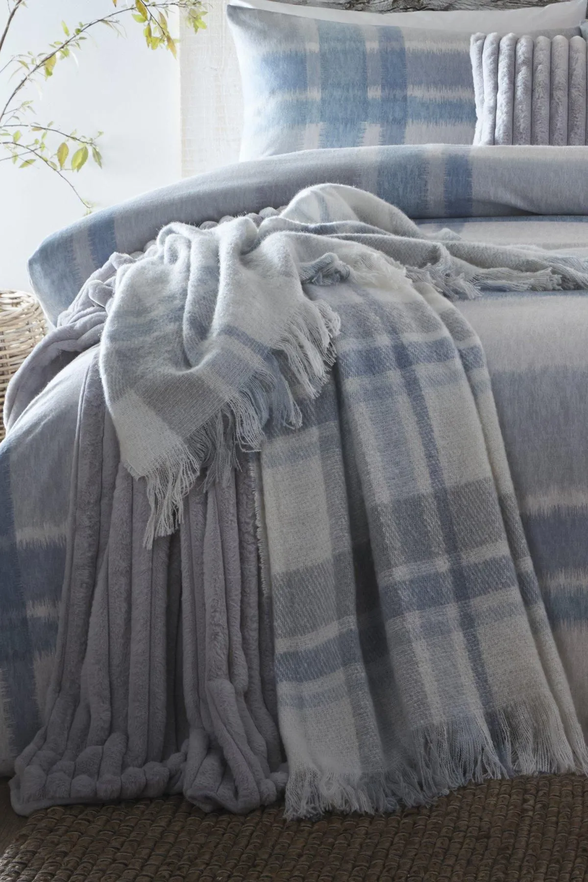 Appletree 'Verbier' Faux Mohair Bedspread in Blue