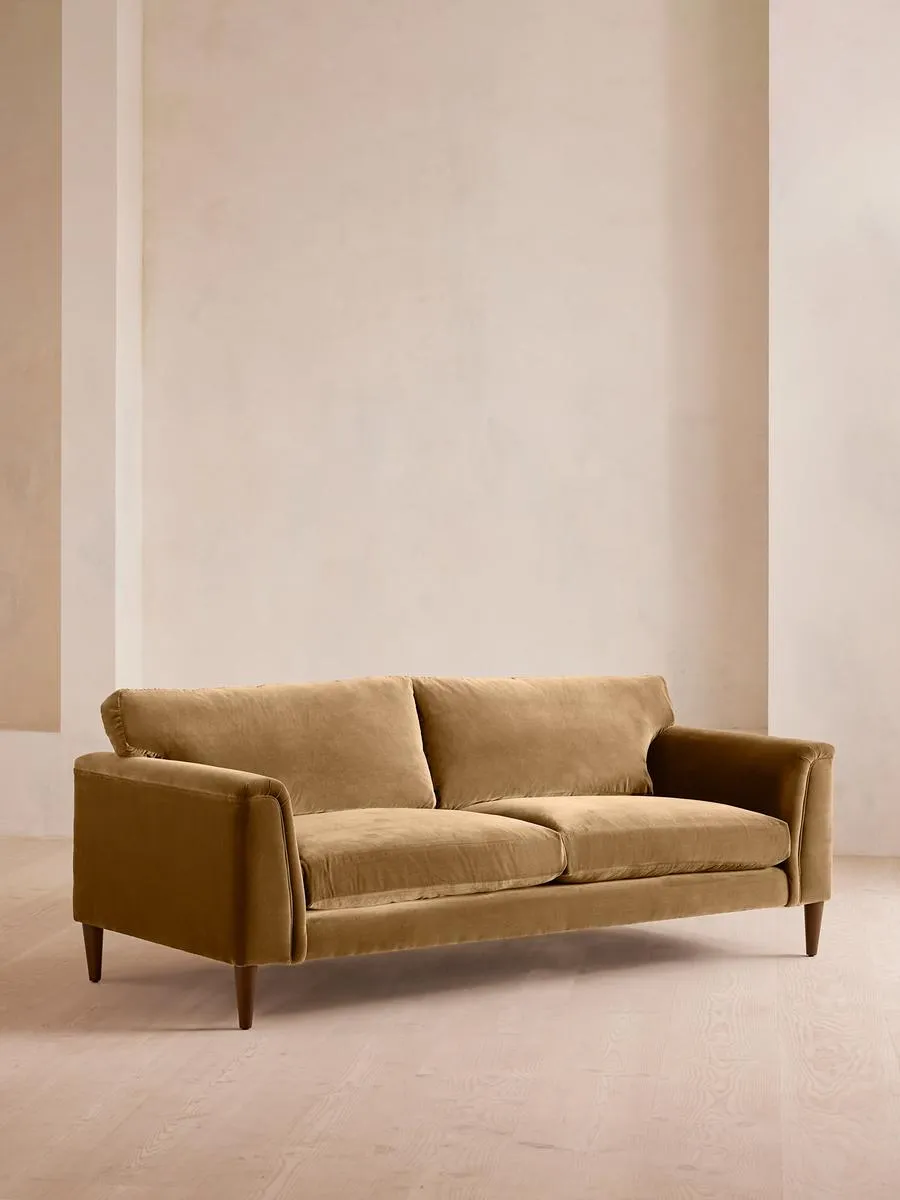 Reya Three Seater Sofa, Velvet, Camel