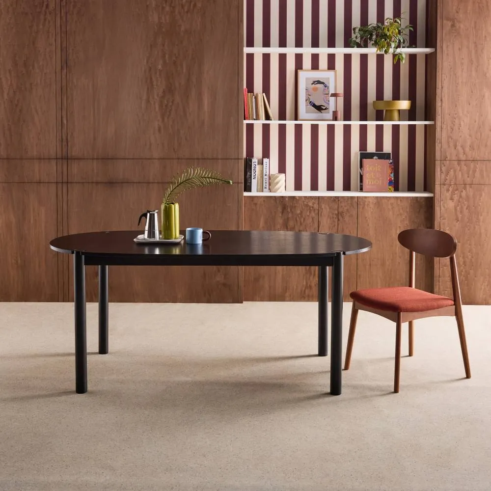 sweeek Oval rubberwood dining table 180cm seats 6 in Black
