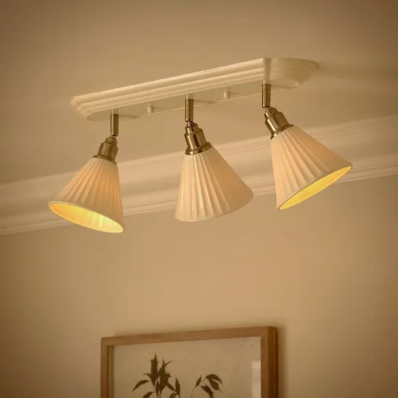 Lilbourne Ribbed Ceramic 3 Light Adjustable Flush Spotlight 2