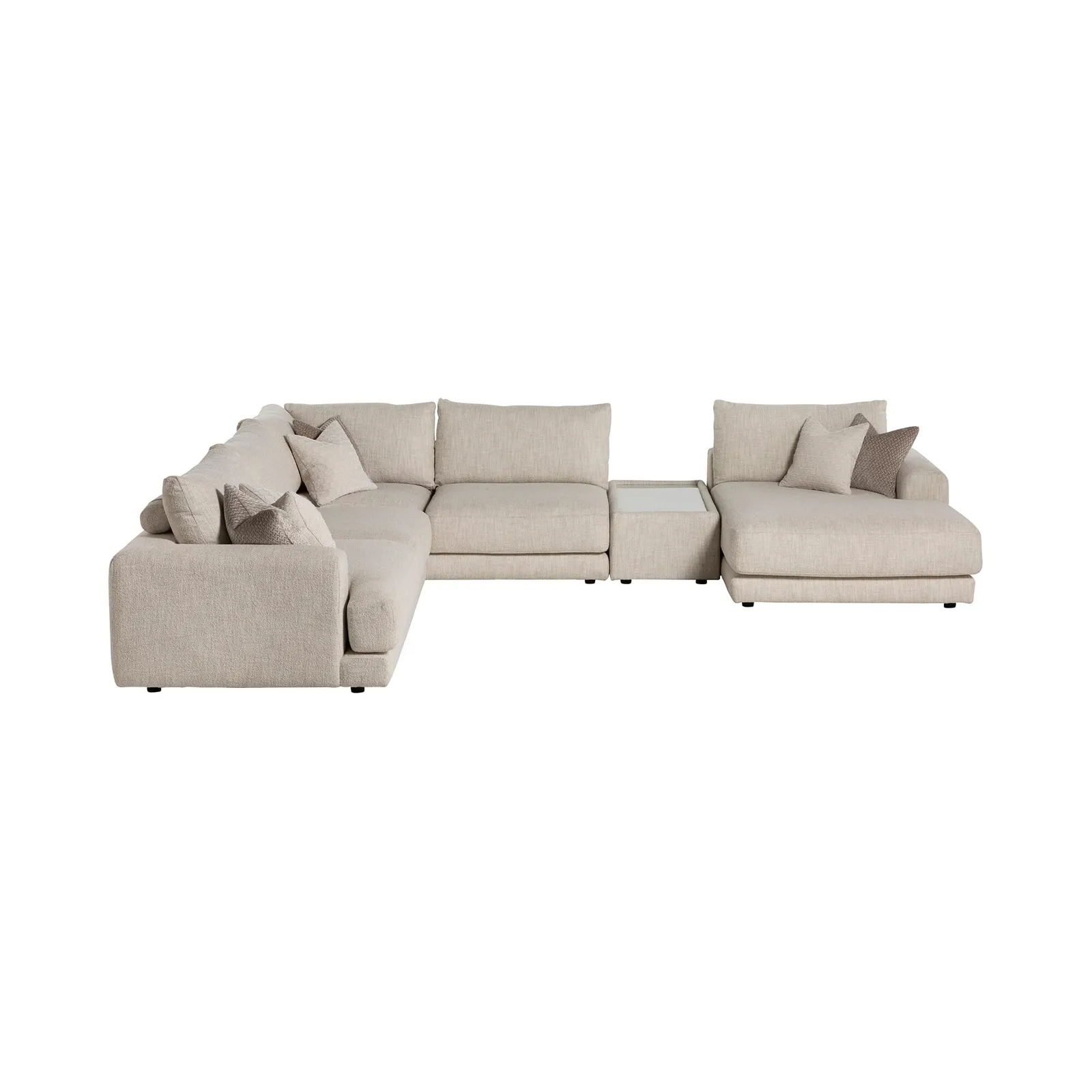 Lomax Lhf Large Chaise Corner Modular Sofa With Table, Neutral Fabric | Barker & Stonehouse 3