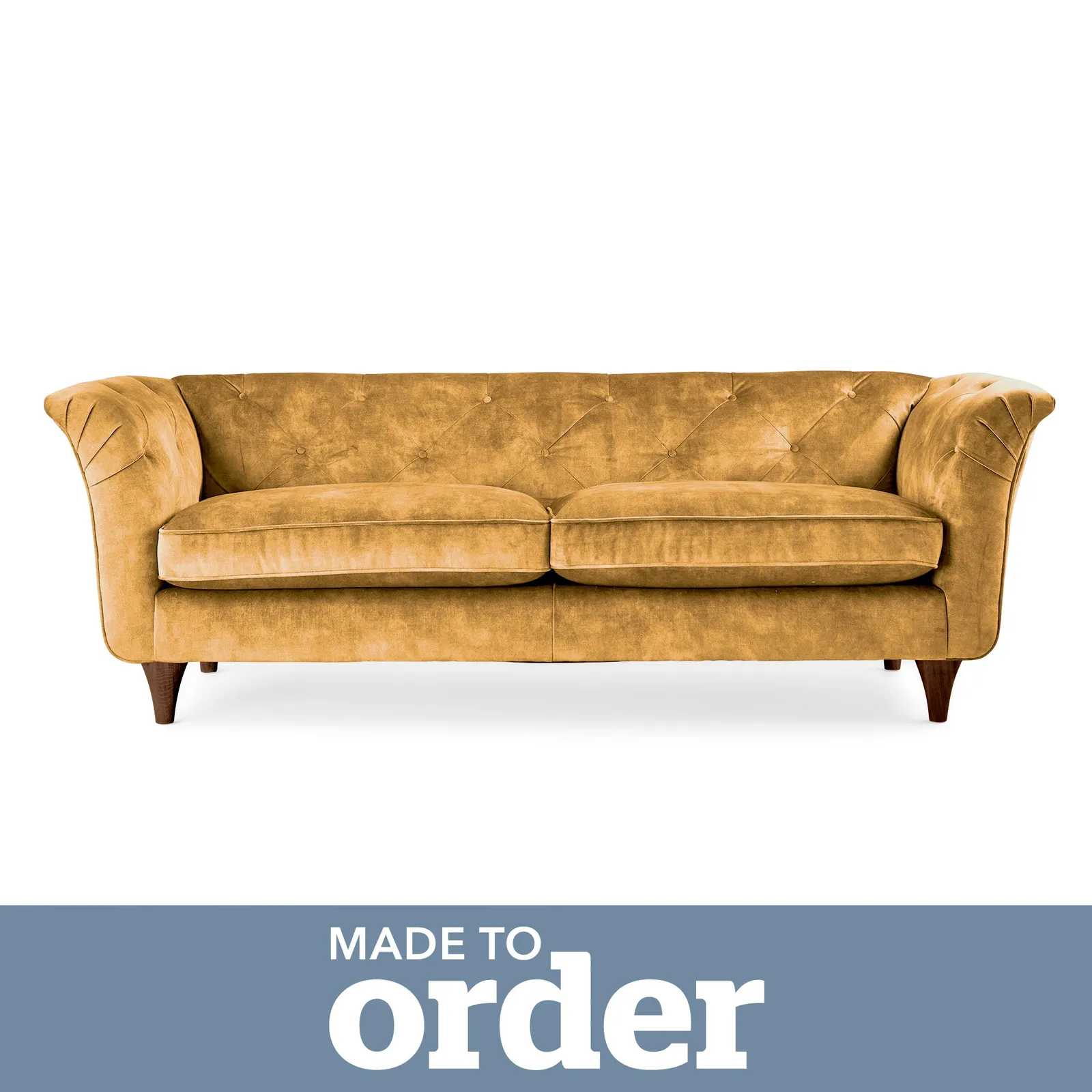 Jaipur 3 Seater Sofa Slub Velvet Slub Velvet Mustard