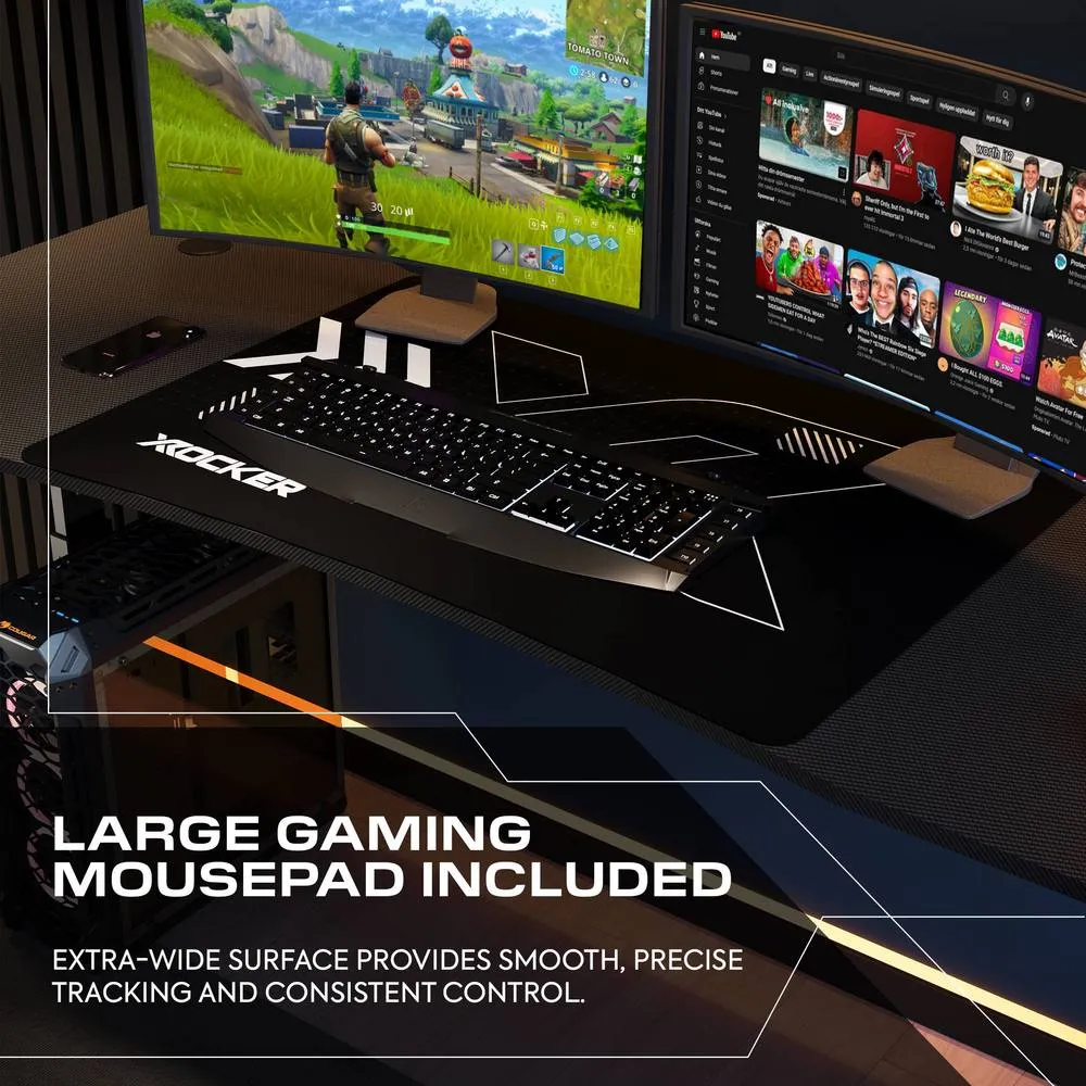 X Rocker Cougar XL 160cm Height Adjustable Gaming Desk with Mousepad - Black 5