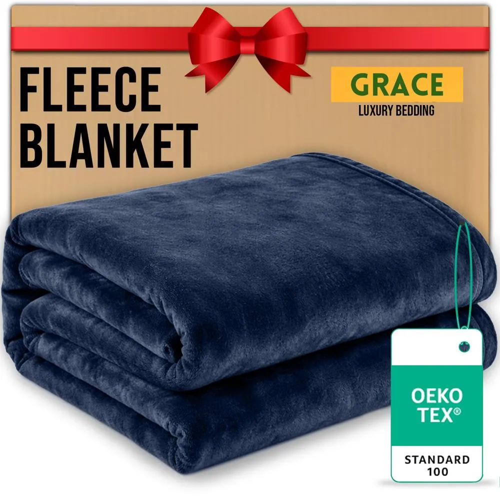 Grace Lazzaro Flannel Fleece Ultrasoft Throw Blankets in Navy