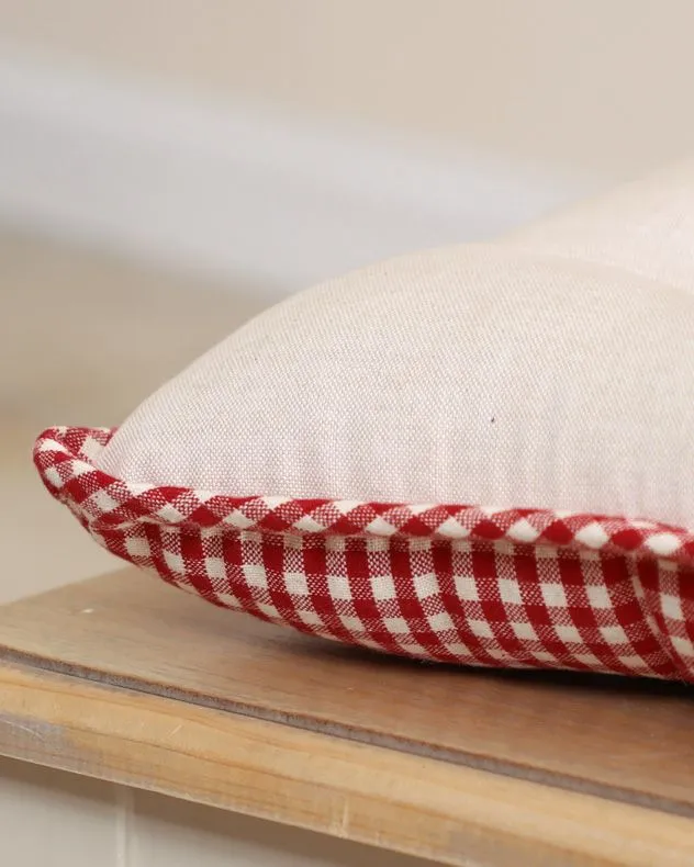 Dibor Set of 2 Traditional Gingham Stag Indoor Outdoor Chair Seat Pad Garden Furniture Cushions L40cm x W40cm in Red 4