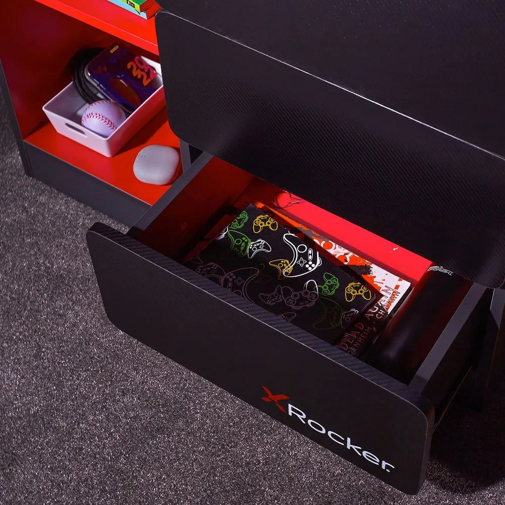X Rocker Carbon-Tek Chest of 3 Drawers with 2 Shelves & LED Lighting in Grey 4