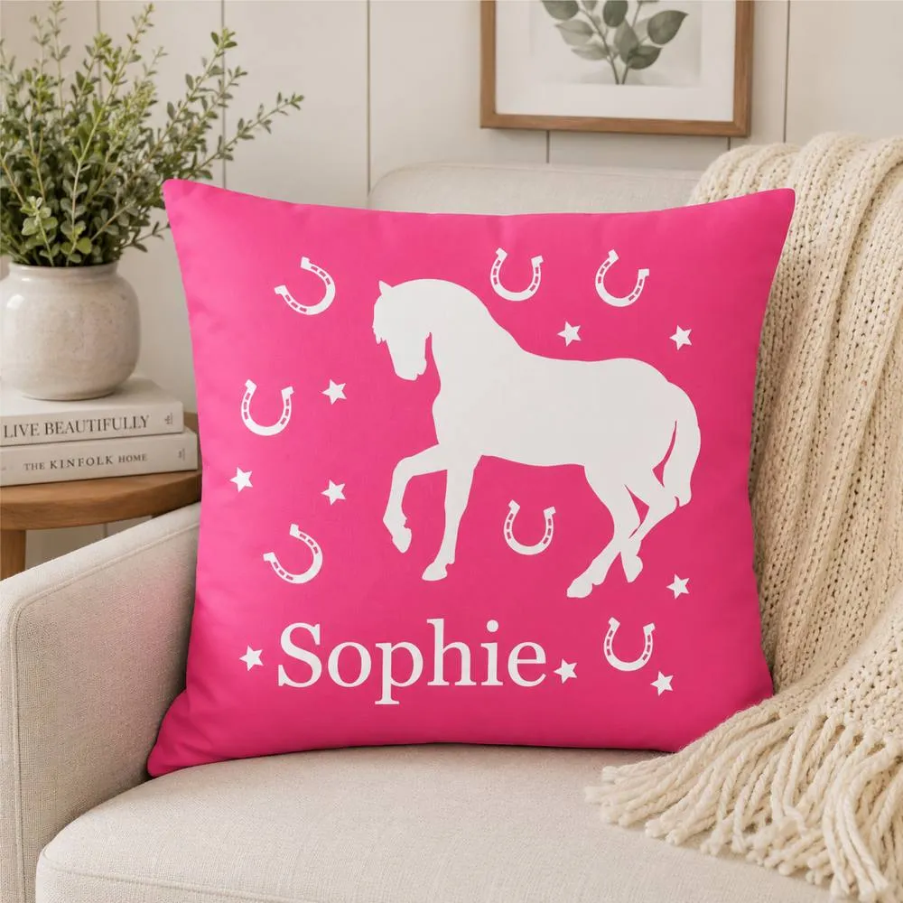 60 SECOND MAKEOVER Personalised Horse Cushion Cover in Pink