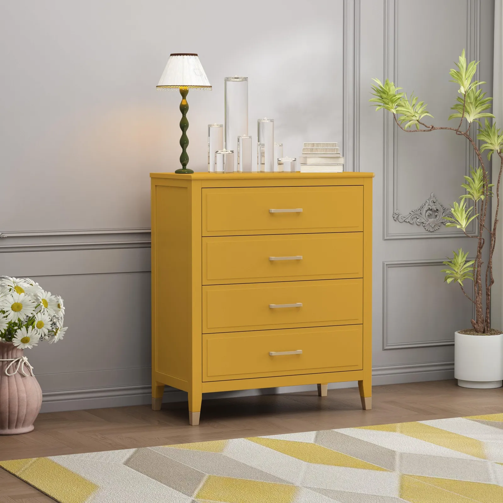 Cabinet Bits Palazzi 4 Drawer Chest of Drawers in Mustard 1