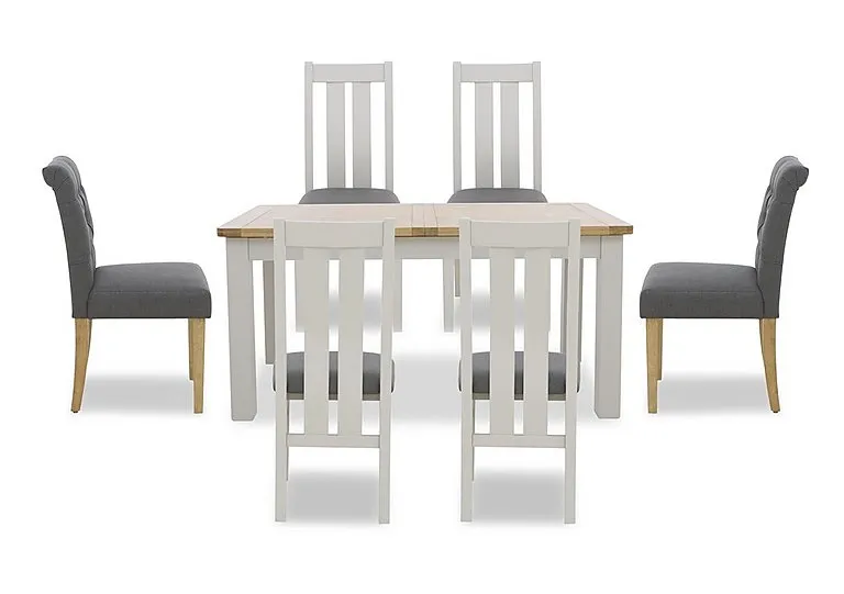 Lewis Rectangular Extending Dining Table and 4 Wooden Slatted Back Chairs and 2 Button Back Chairs