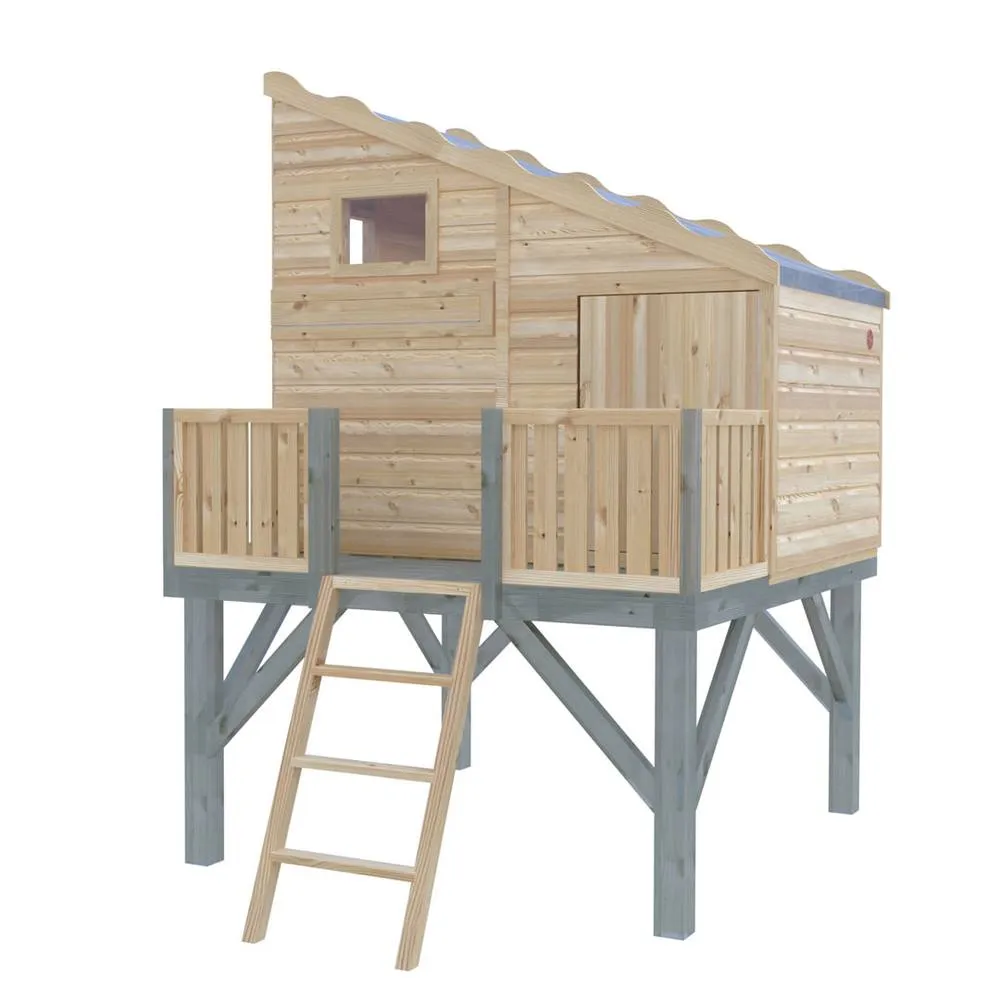 Shires Command Post + Platform Playhouse Kid's Wendy House in Brown 2