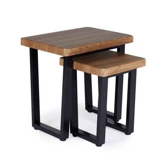 Freddie Nest of Side Tables, Rustic Wood Effect 2