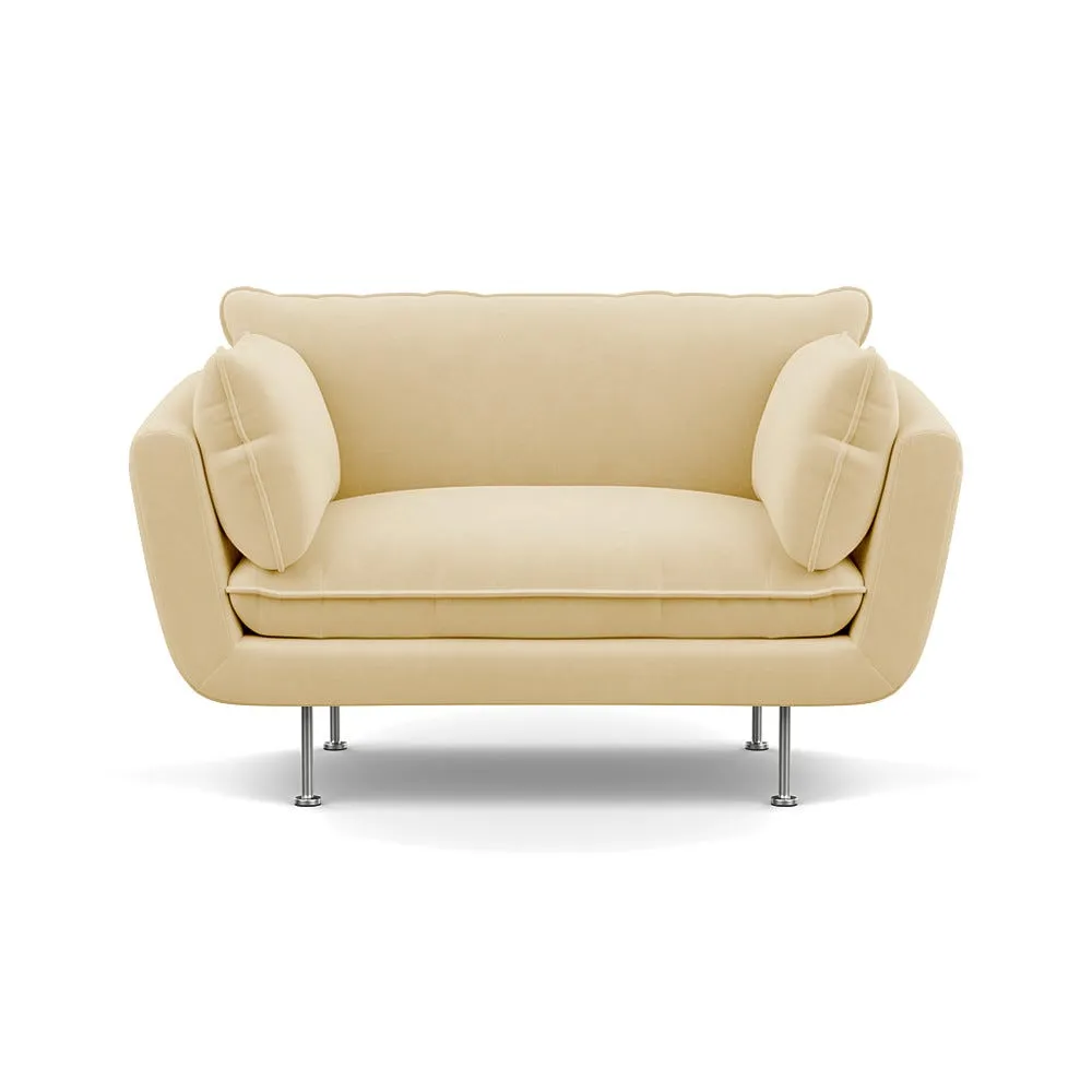 Heal's Allora Loveseat Smart Luxe Velvet Biscuit Stainless Steel Feet