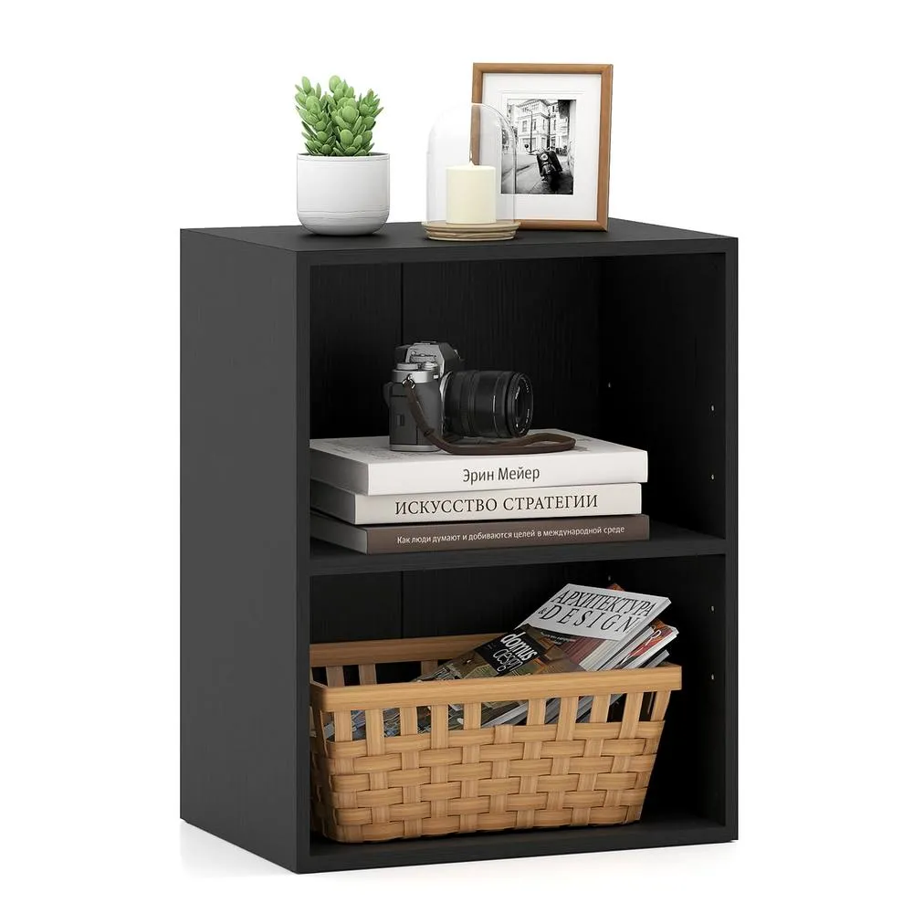Costway 2-Cube Bookcase Modern Open Bookshelf w/ 5-Position Adjustable Shelf in Black 3