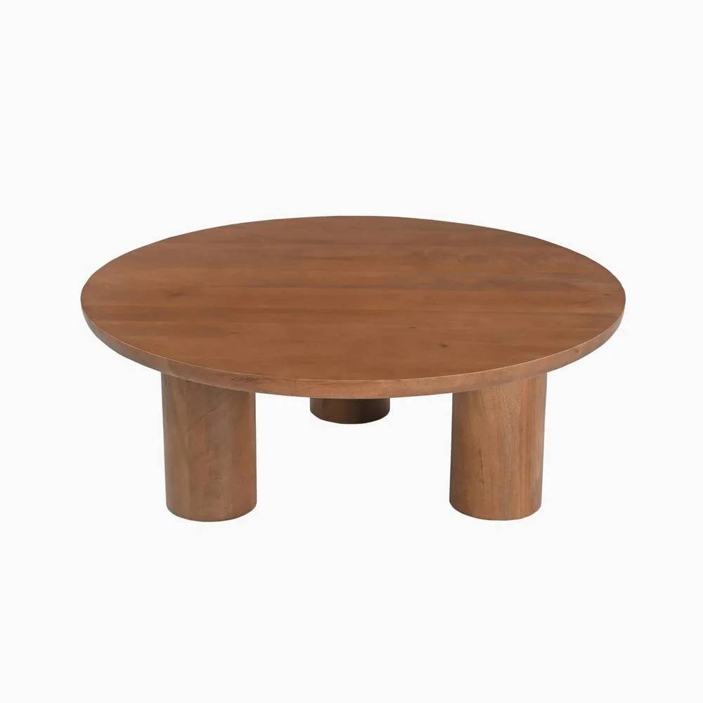 FurnitureboxUK Teton Round Wood 3 Leg Coffee Table in Walnut 4