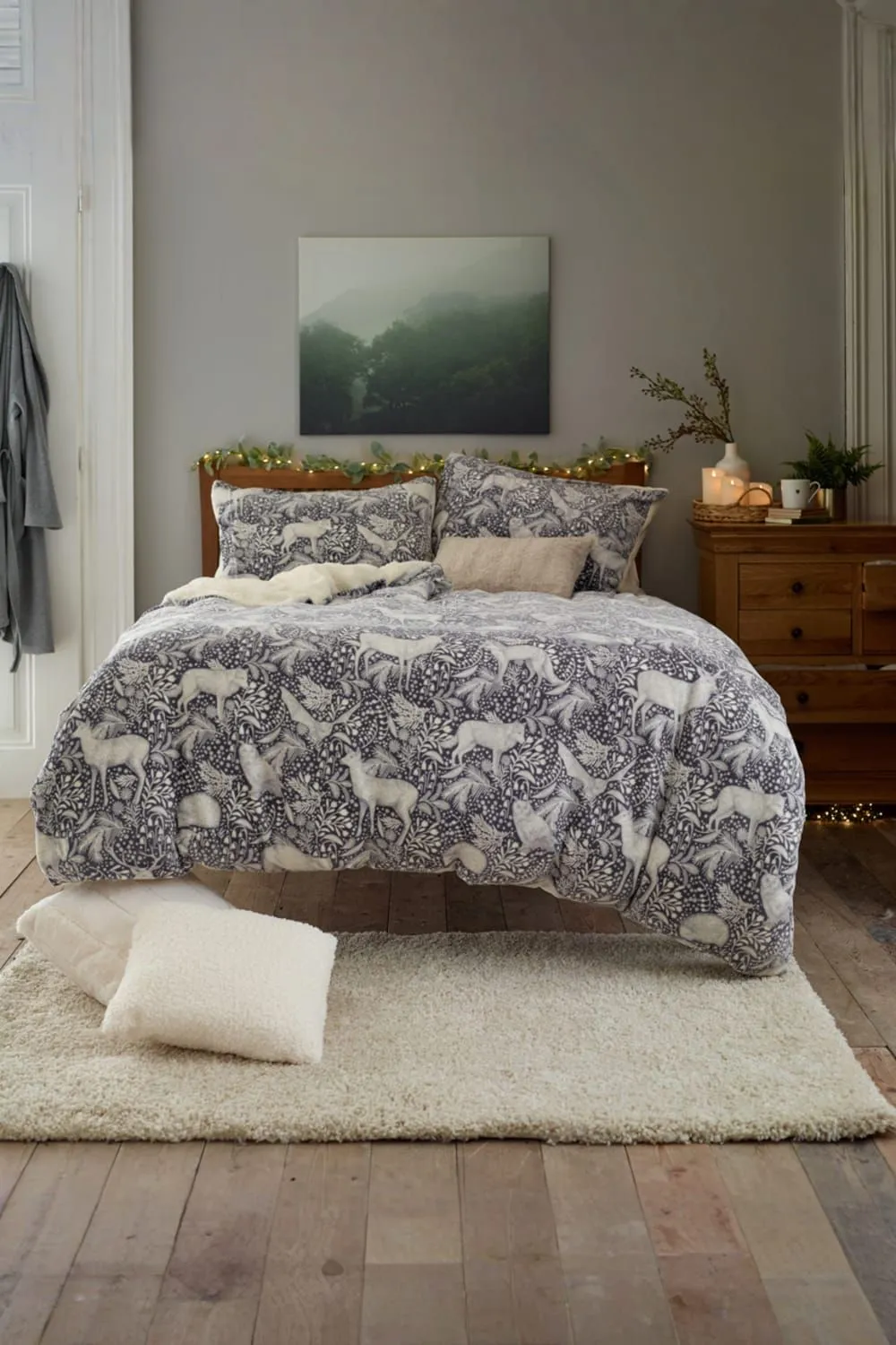 Deyongs Woodland Folk Printed Soft & Breathable Cotton Rich Duvet Cover Set in Grey