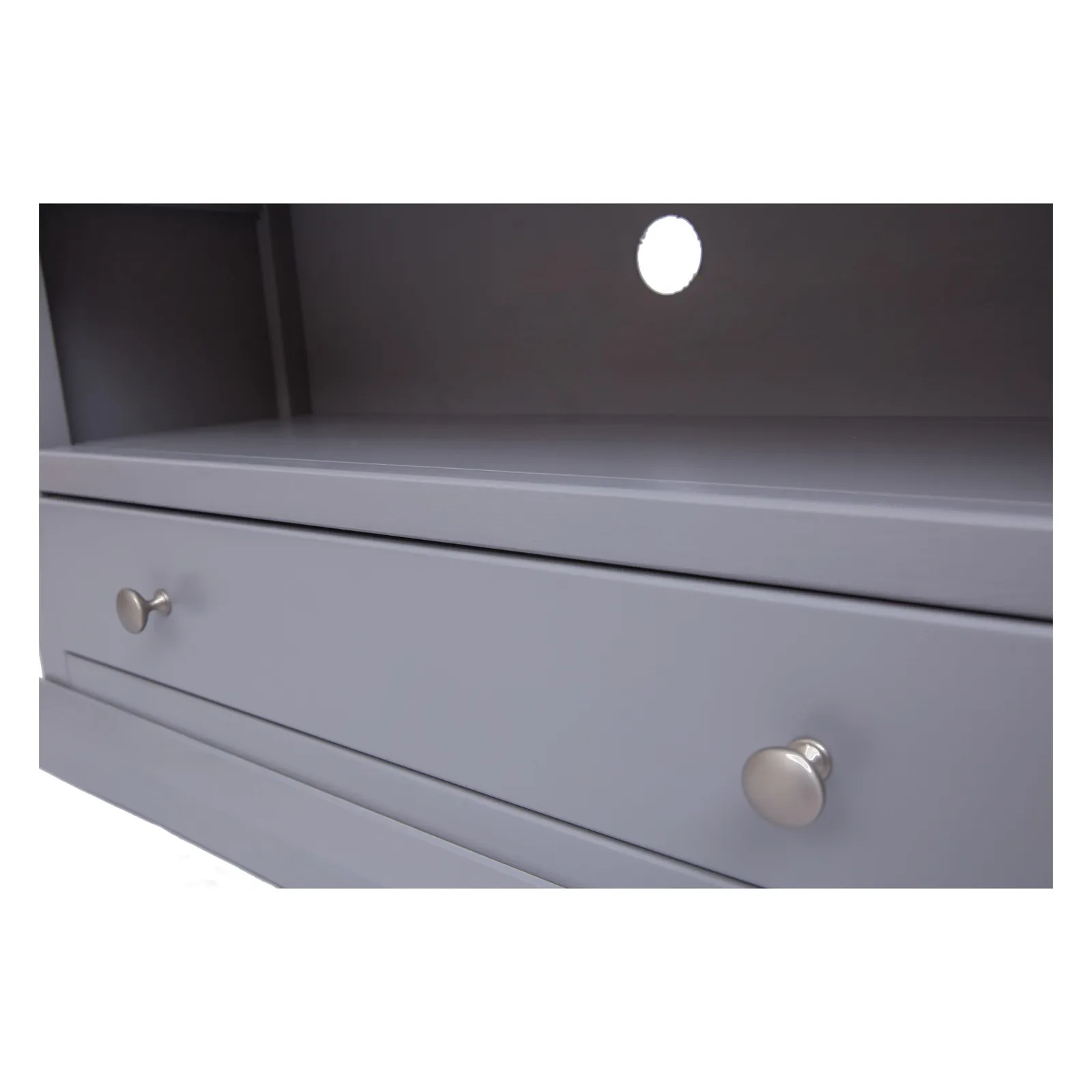 Cabinet Bits Rocca Grey 1 Drawer TV Cabinet Chrome Knob 5