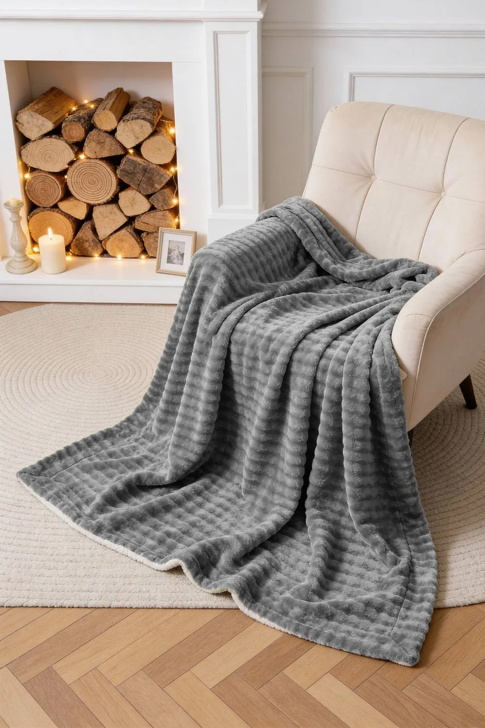 Living and Home Soft Polyester Throw Blanket in Grey