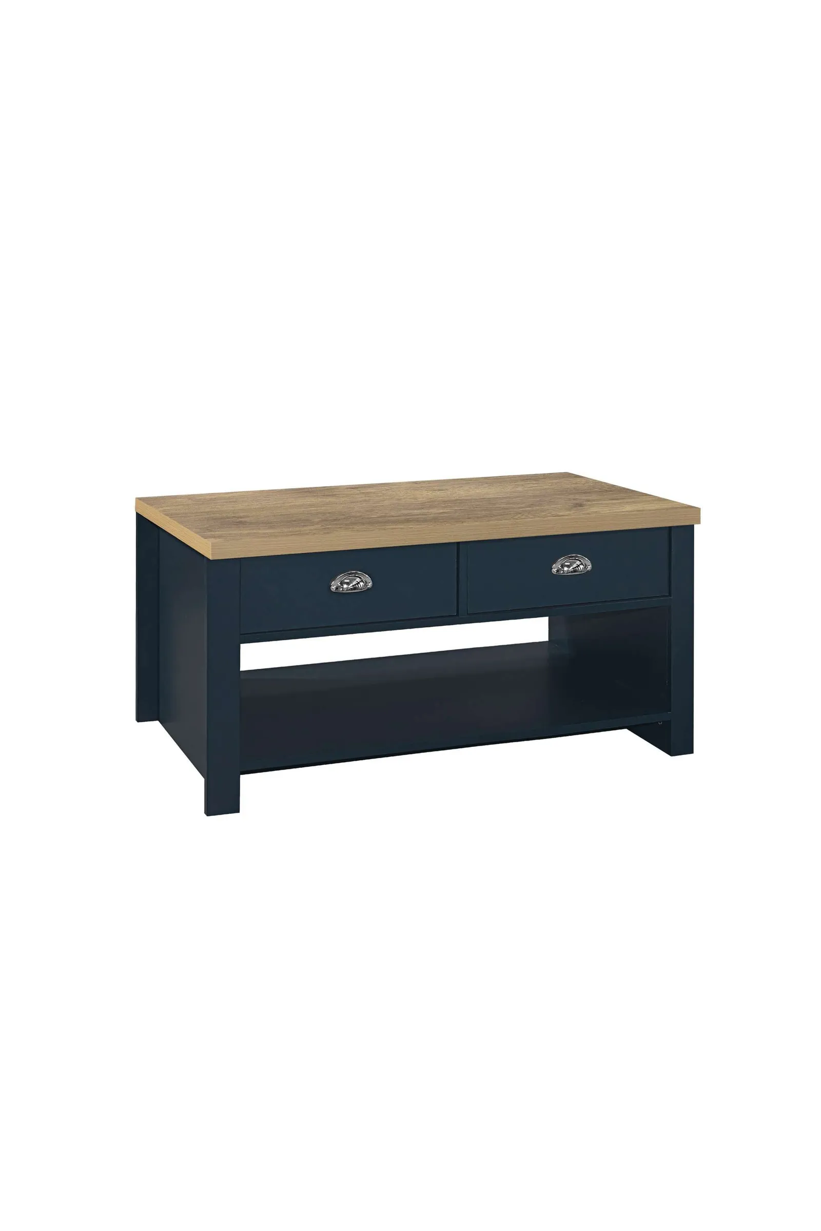 Birlea Coffee Table Blue & Oak Highgate 2 Drawer Farmhouse Shabby Chic 4